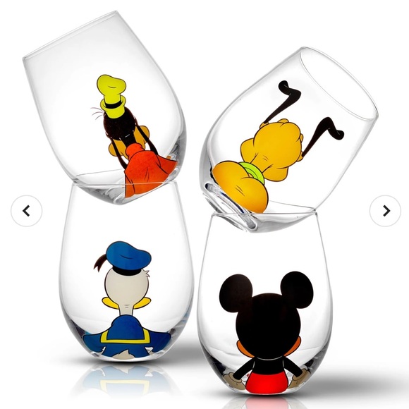 NWT Disney Mickey Mouse & Friends Squad Stemless Glasses - 4 x 15oz - JOYJOLT - Picture 1 of 10
